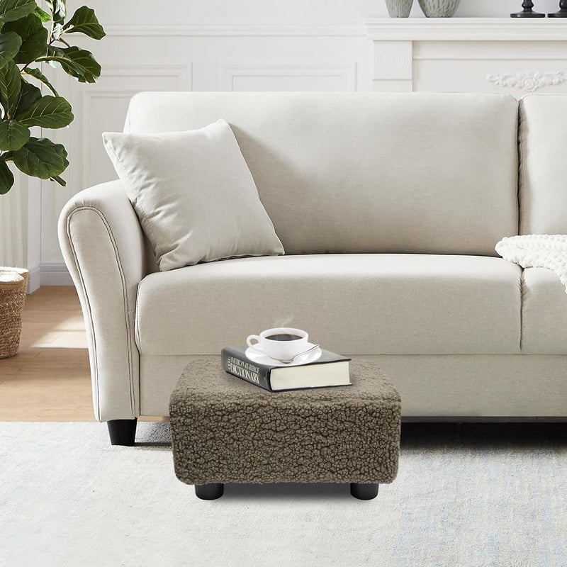 CAROLMADE  pouf صغير مع أرجل تحت المكتب مسند للقدم لغرفة المعيشة وغرفة النوم والمكتب، لون بني ناعم - Image 2